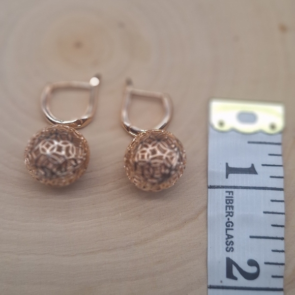 Romantic Gold Plated Filigree Ball Earrings - Picture 6 of 6